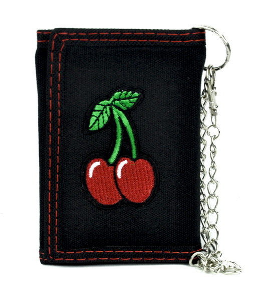 Sexy Rockabilly Cherries Tri-fold Wallet w/ Chain Tattoo Clothing