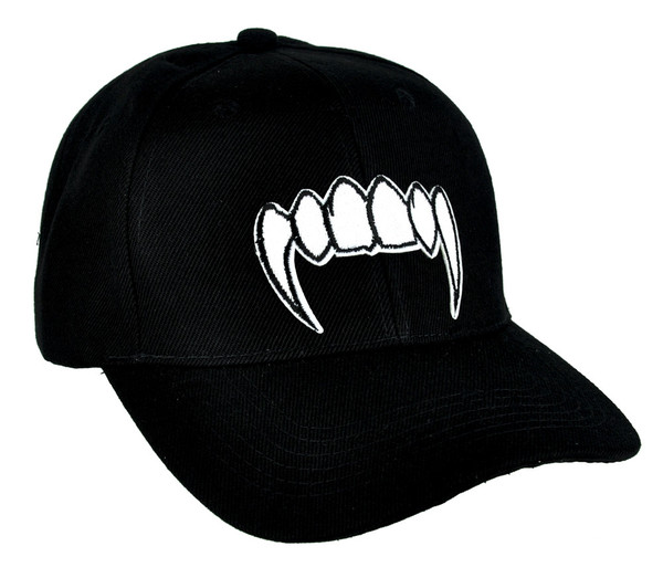 White Vampire Fangs Hat Baseball Cap True Blood Gothic Clothing