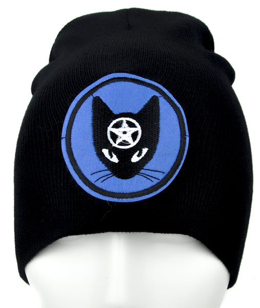 Witchy Black Cat Pentagram Beanie Alternative Clothing Knit Cap