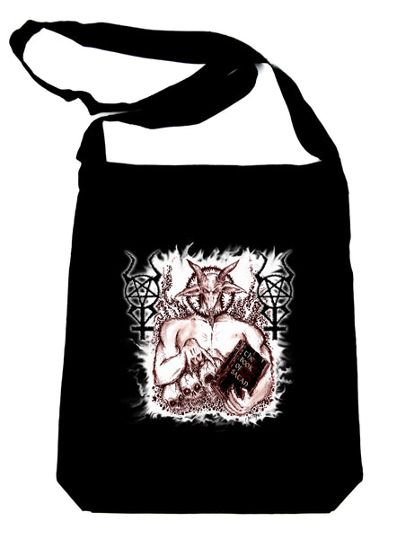 Satanic Baphomet Goat Devil Crossbody Sling Bag Occult Metal