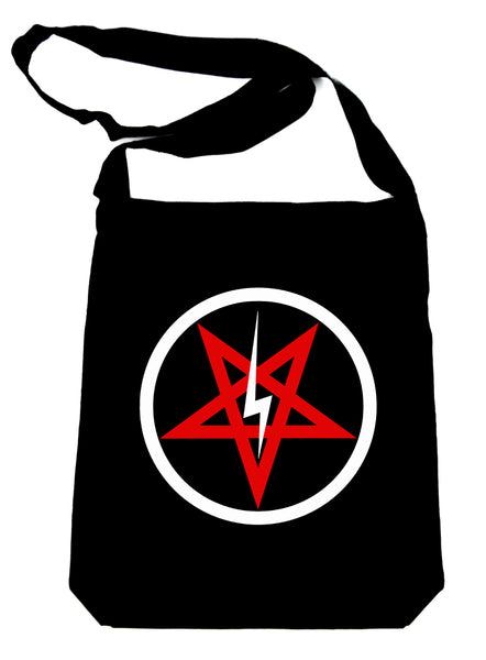 Inverted Pentagram Lightning Bolt Crossbody Sling Bag Occult