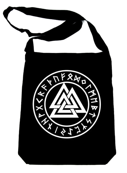 Valknut Odin Viking Symbol Runes Script Crossbody Sling Bag Triangle Knot