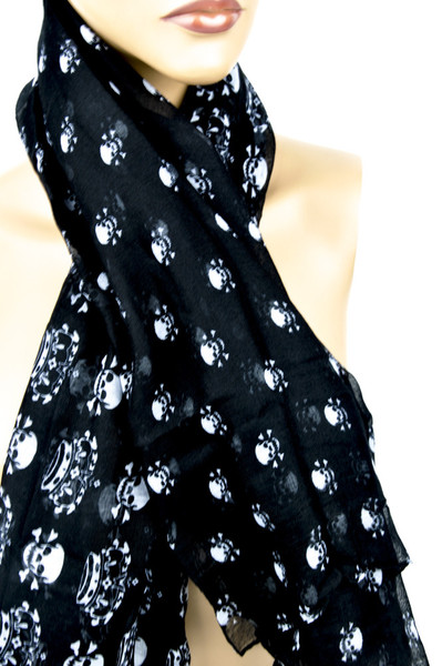 Black Sexy Skull & Crossbones Scarf Occult Clothing