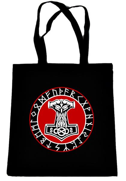 Norse Mythology Odin Viking Tote Book Bag Occult Clothing Handbag Mjolnir Hammer