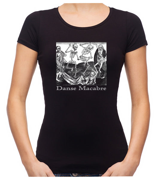 The Dance Of Death Danse Macabre Women's Babydoll Shirt Top Skeletons