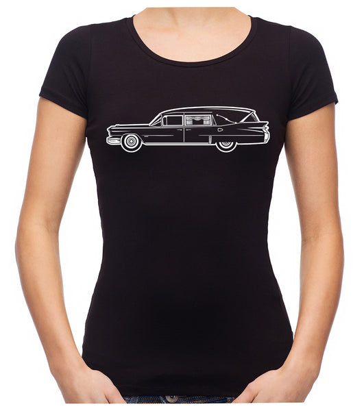 Hearse Funeral Car Women's Babydoll Shirt Top Occult Clothing