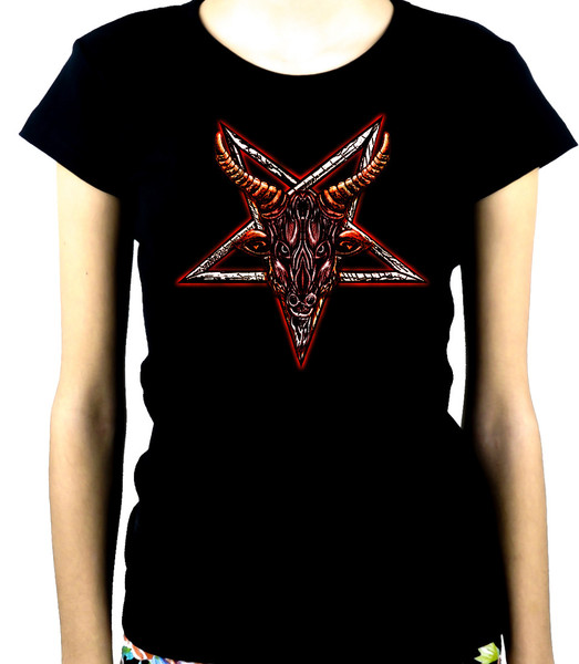Sigil of Baphomet Goat Head Women's Babydoll Shirt Occult Clothing