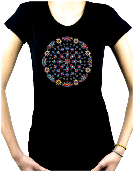 Geometric Gothic Stained Glass Window Women's Babydoll Shirt Dark Alternative Clothing