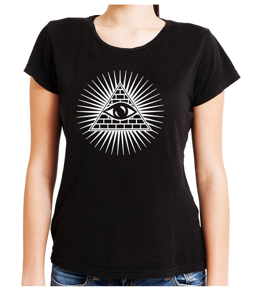 Pyramid w/ All Seeing Eye Women's Babydoll Shirt