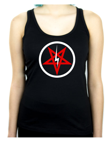 Inverted Pentagram Lightning Bolt Racer Back Tank Top Shirt Metal