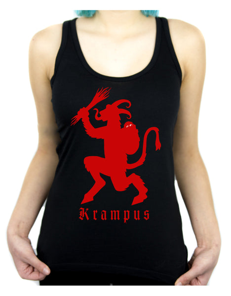 Merry Christmas Krampus Women's Racer Back Tank Top Shirt
