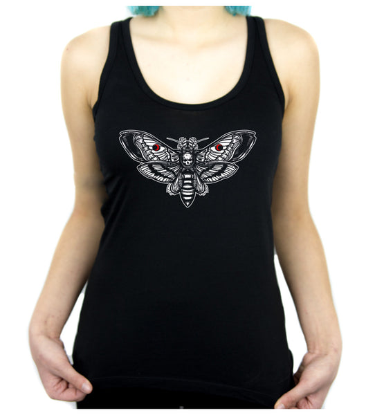Moth Death Skull Women's Racer Back Tank Top Shirt