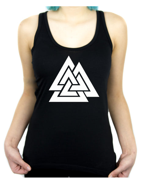 Norse Triangle Knot Women's Racer Back Tank Top Shirt The Valknut Odin's Slain Warriors
