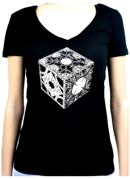 Puzzle Box Women's V-Neck Shirt Top Hellraiser Horror