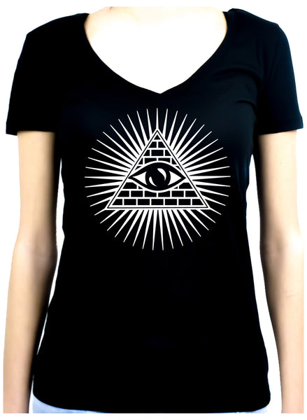 Pyramid w/ All Seeing Women's V-Neck Shirt