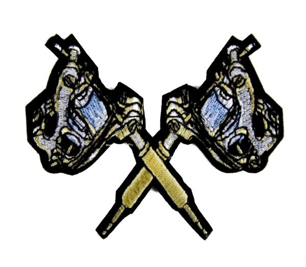 Double Tattoo Gun Patch Iron on Applique Alternative Clothing